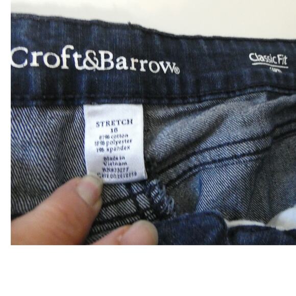Croft & Barrow Classic Fit Capri Stretch Size 16 Denim Dark Blue 5 Pocket - Picture 4 of 7